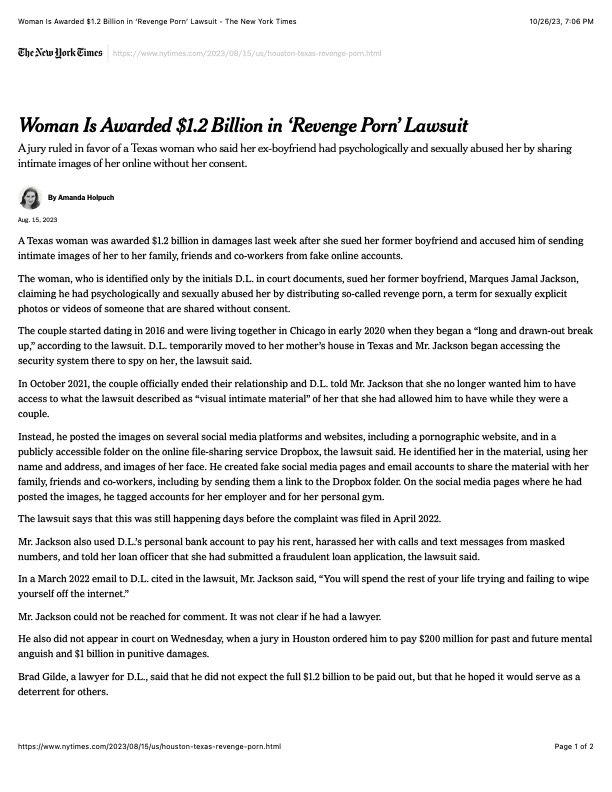 woman is awarded $1.2B